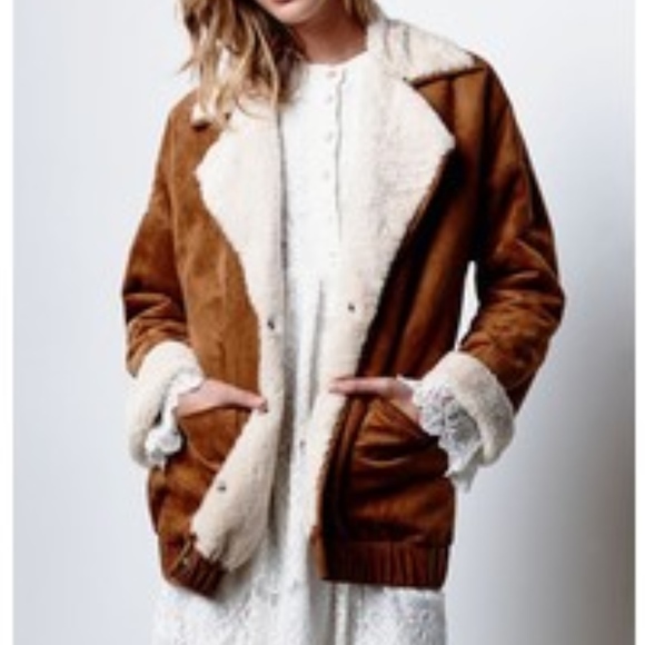 Honey Punch Faux Sherpa Faux Suede Coat - Picture 2 of 6